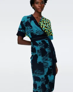 Aya Knit Jacquard Wrap Dress-dvf Fashion