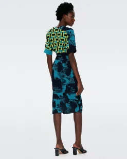 Aya Knit Jacquard Wrap Dress-dvf Fashion
