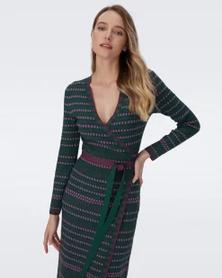 Barby Knit Jacquard Wrap Dress-dvf Flash Sale