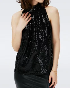 Dove Sequin Mesh Top-dvf Store
