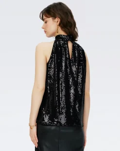 Dove Sequin Mesh Top-dvf Store