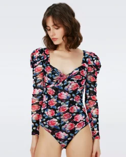 Erik Long Sleeve Mesh Bodysuit-dvf Store
