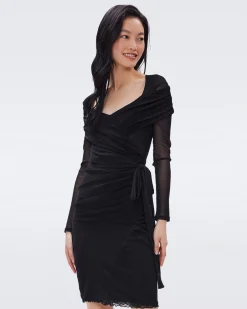 Izzie Faux-Wrap Mesh Dress-dvf Best