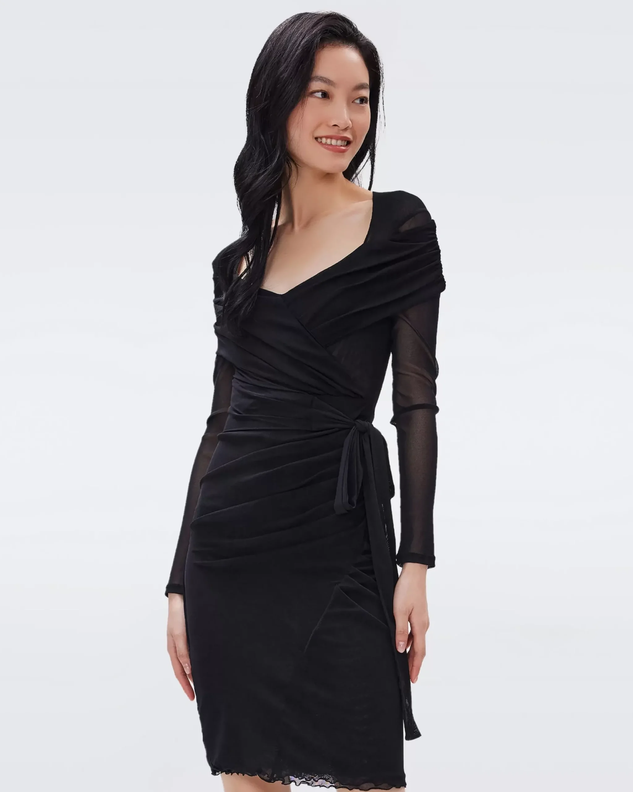 Izzie Faux-Wrap Mesh Dress-dvf Best