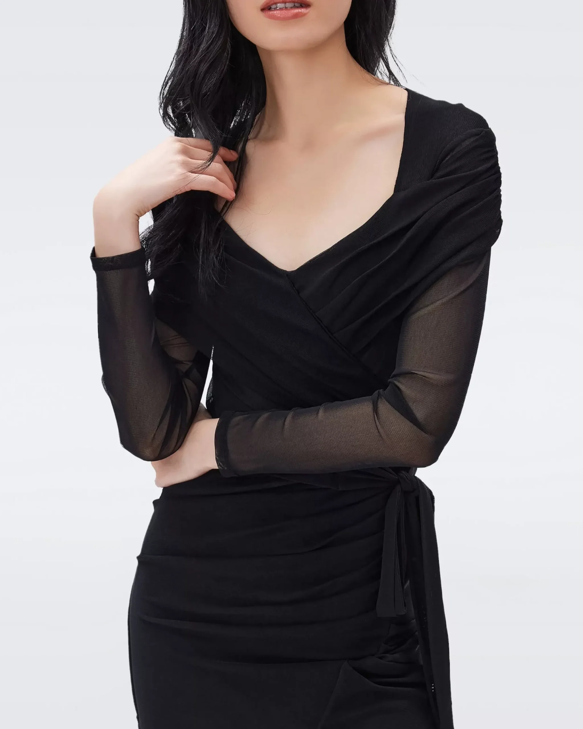 Izzie Faux-Wrap Mesh Dress-dvf Best