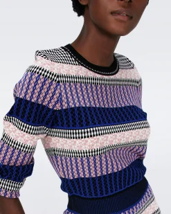 Kateshia Knit Jacquard Top-dvf Outlet