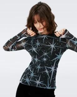Logan Metallic Mesh Top-dvf Hot