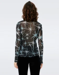 Logan Metallic Mesh Top-dvf Hot