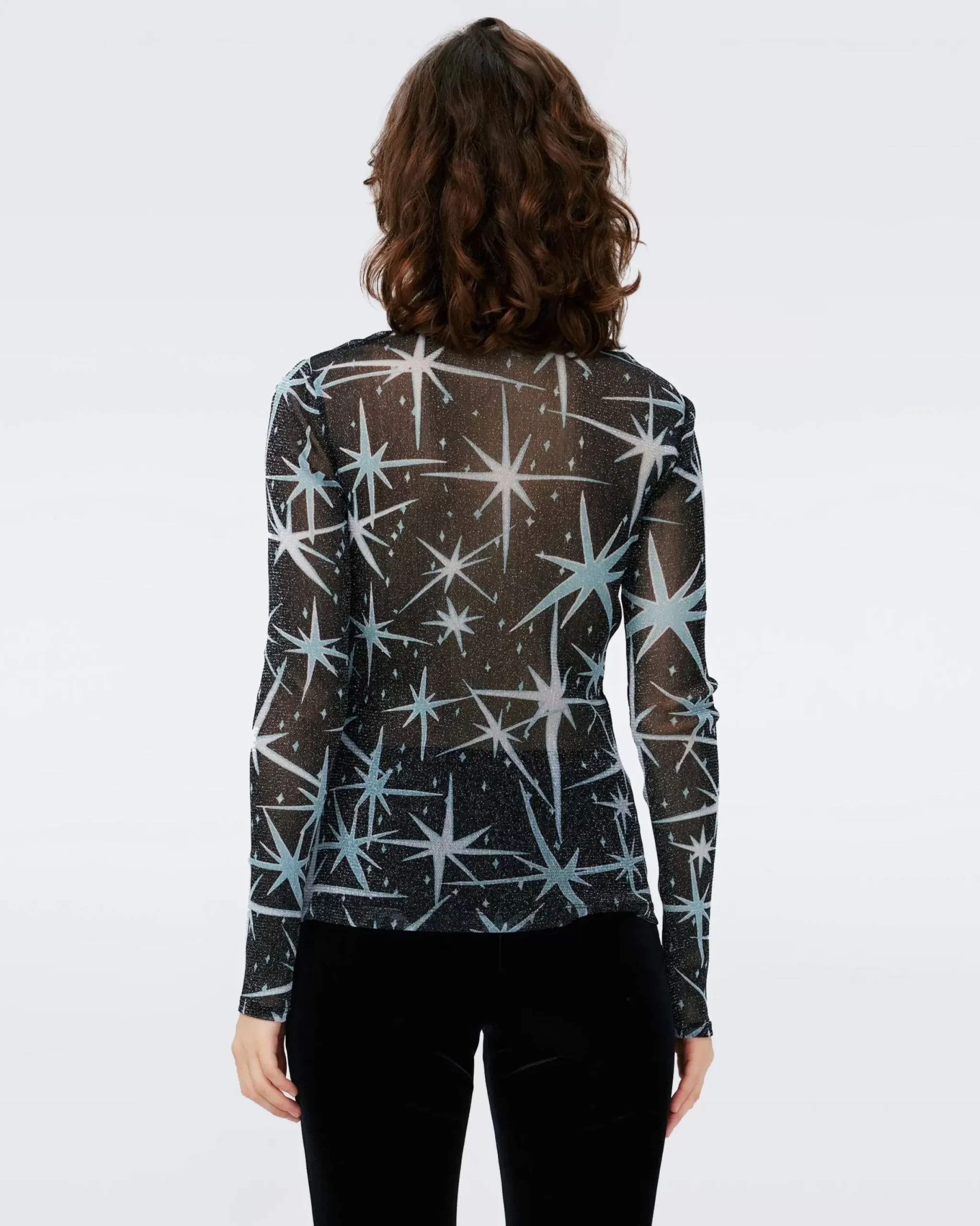 Logan Metallic Mesh Top-dvf Hot